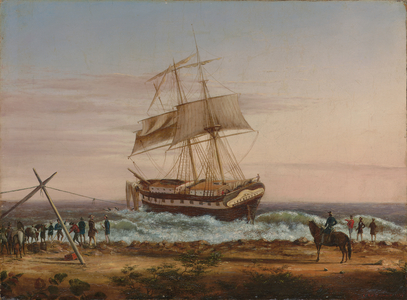 The Caspian run aground, 1857 (oil on canvas)