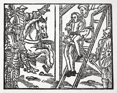 Richard of Normandy refuses to denounce Charlemagne before Regnault, who threatens death (litho)