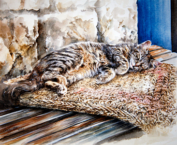 Cat on a Mat (w/c on paper)