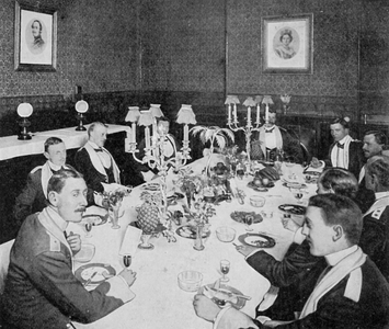 Officers at Mess (The Tower) (b/w photo)