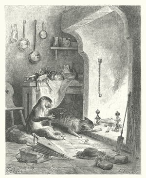The Fables of La Fontaine: The Monkey and the Cat (engraving)