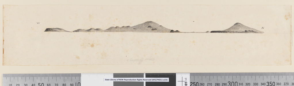 Page 25b/c Profile of unidentified island, 1768-75 (pen & ink and wash)