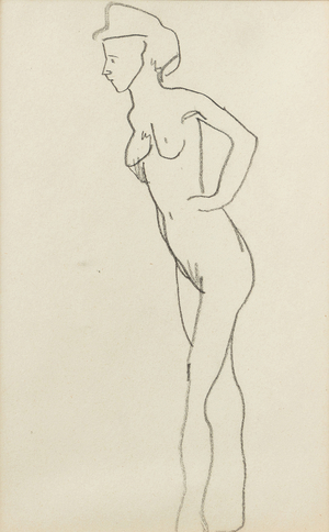 Standing nude woman, (pencil on paper)