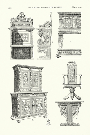 French Renaissance ornament (litho)