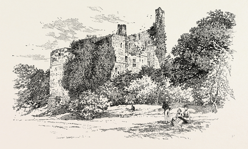 Ruins of Harewood Castle, UK. Harewood Castle is a 12th-Century Stone Hall House and Courtyard Fortress, Located on the Harewood Estate, Harewood, in Leeds, West Yorkshire, England.
