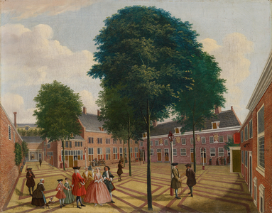 The large Courtyard of the Lepers Home, 1735 (oil on canvas)