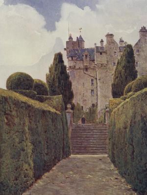 The Yew Walk, Crathes (colour litho)