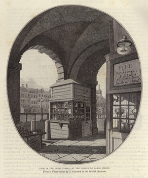 View of the great piazza at the corner of James Street (engraving)