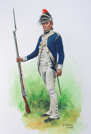 Sergeant of Lafayette's Corps of Light Infantry 1781, 2024 (watercolour and gouache on paper)