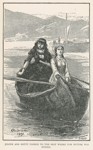 Judith and Hetty Paddle to the Spot where Tom Hutter was Buried (engraving)