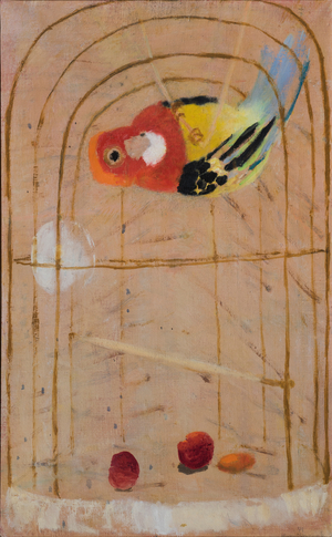 Parakeet with Fresh Cherries, 1991 (oil on canvas)
