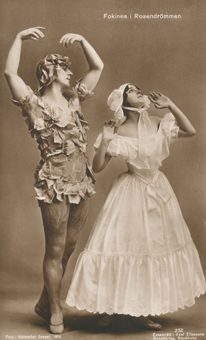 Michel Fokine and Vera Fokina in Rosendrommen (b/w photo)