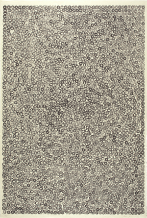 Untitled, 2006, by Tara Donovan (relief print from rubber band matrix on ivory Japanese paper)