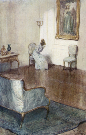 Illustration for Northanger Abbey by Jane Austen (colour litho)