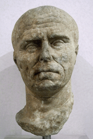 Roman Art. An old man head. 1st century B.C.