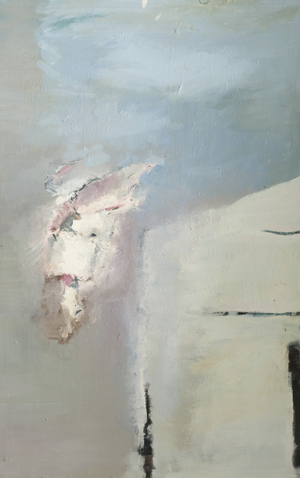 Blue Abstract with White Horse (oil on canvas)