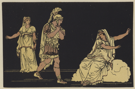 Aeneas and the shade of Dido (colour litho)