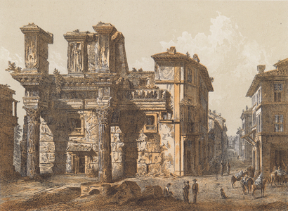 Forum of Nerva, Rome (colour litho)