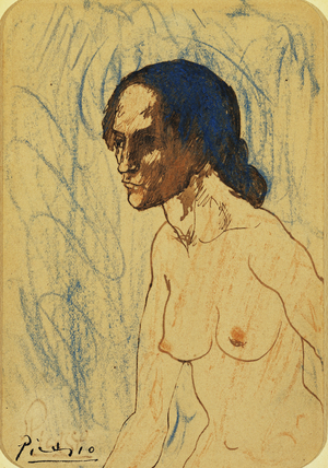 Bust of a Woman; Buste de Femme, 1902 (coloured wax crayons and pen and brown ink on board)