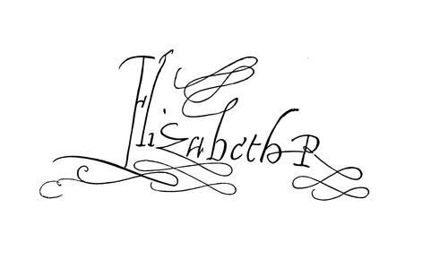 Queen Elizabeth I, signature at commencement of her reign (engraving)