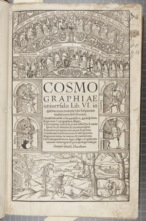 Title page of Cosmographia, 1544 (engraving)