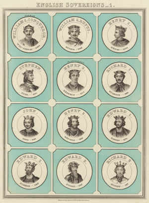 English Sovereigns, illustration from 'Historical Tablets and Medallions' by Samuel Leigh, 1827 (engraving)