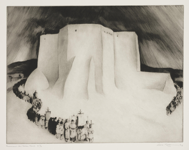 Processional- New Mexican Church II, 1965 (drypoint & roulette)