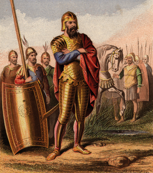 Ancient Philistines with their armour (chromolitho)