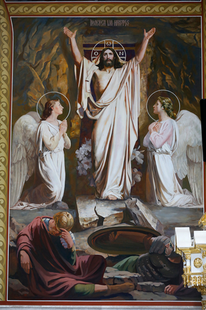 Church painting, Curchi monastery, Moldova. The Resurrection.
