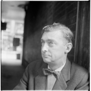 David Gascoyne, portrait of English poet associated with the Surrealist movement, mid 1950's (b/w photo)