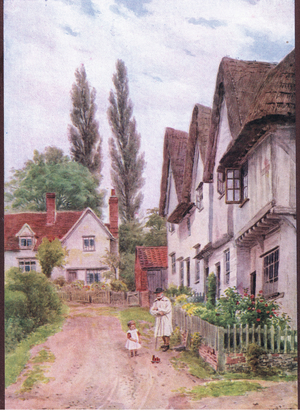 The Three Gables, Kersey, Suffolk, from The Cottages and the Village Life of Rural England published by Dent & Sons Limited, 1912 (colour litho)