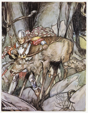 Illustration for Siegfried the Dragon-Slayer (colour litho)