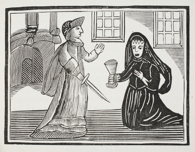 Fair Rosamond being poisoned by Queen Eleanor, illustration from 'Chap-books of the Eighteenth Century' by John Ashton, pub. 1882 (litho)