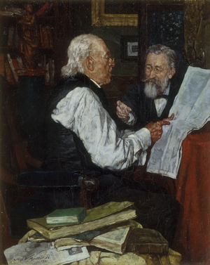 Discussing the News: The Argument, 1891 (oil on canvas)