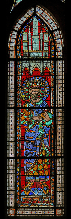 Window w9 depicting Pepin the Short (stained glass)