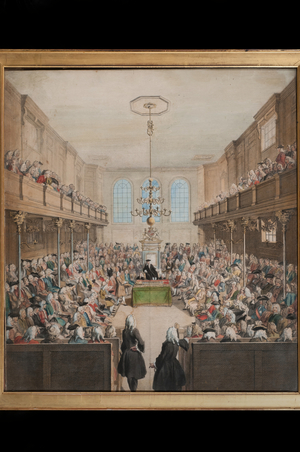 A View of the House of Lords, engraved by B. Cole (fl.1748-75) (hand coloured engraving)