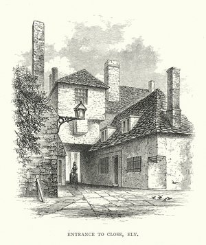 Entrance to Close, Ely (engraving)