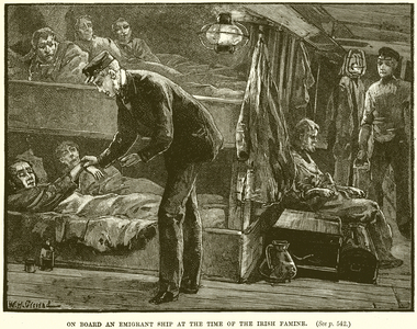 On Board an Emigrant Ship at the Time of the Irish Famine (engraving)