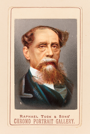 Print of Charles Dickens after photograph by Robert Hindry Mason, 1866-70 (colour litho)