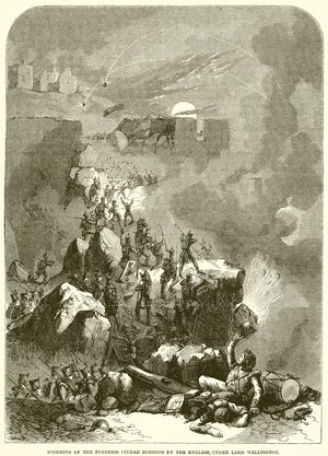 Storming of the Fortress Ciudad Rodrigo by the English, under Lord Wellington (engraving)