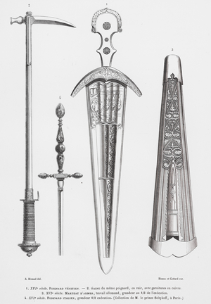 Italian and German weaponry, 16th Century (engraving)