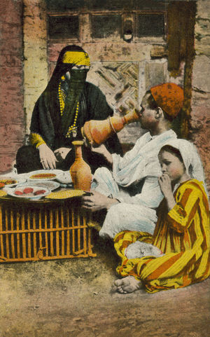 Taking a meal (coloured photo)