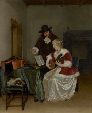 The Music Lesson, c.1668 (oil on canvas)