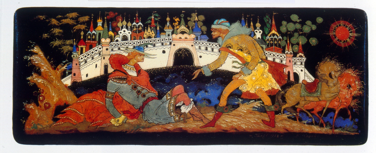 A Russian 'Palekh' lacquered box, c. 1970 (lacquer)