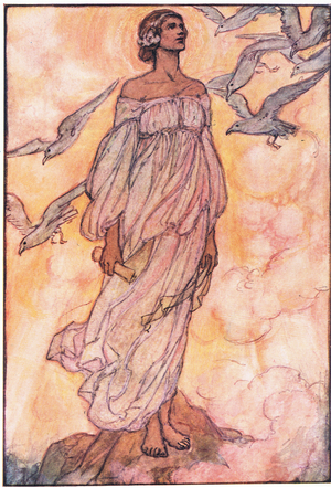 And freedom rear'd in that August sunrise, her beautiful bold brow (The Poet) (colour litho)