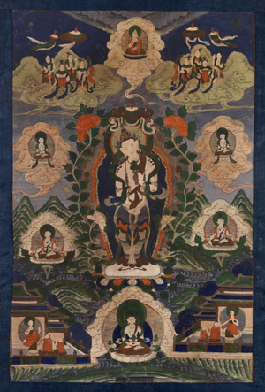Unidentified Bodhisattva, 19th-early 20th century (Thangka: Colours on cloth, cloth mountings)