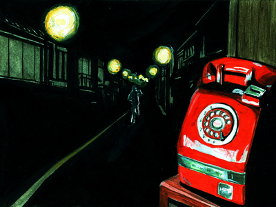 Old Public phone, 2015 (acrylic paint on paper)