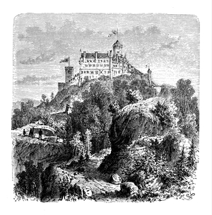 Wartburg, castle erlooking the town of Eisenach, in Thuringia, Germany