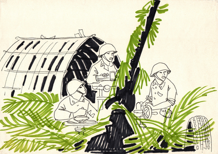 Manning the Artillery, 1967 (gouache on paper)