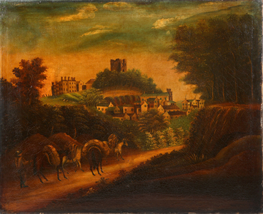 View of a Town with a Castle Keep